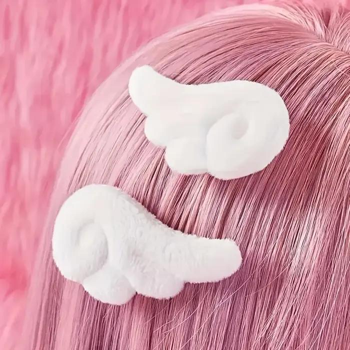 2 paires Super mignon ange aile en peluche épingle à cheveux filles pince à cheveux accessoires Barr