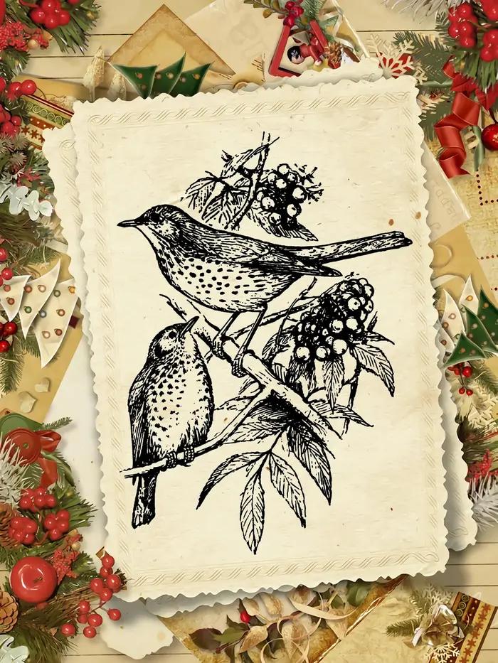 AZXenon-Tampons Transparents Oiseaux Vintage pour Bricolage, Scrapbooking, Carte en Papier, Album Ex