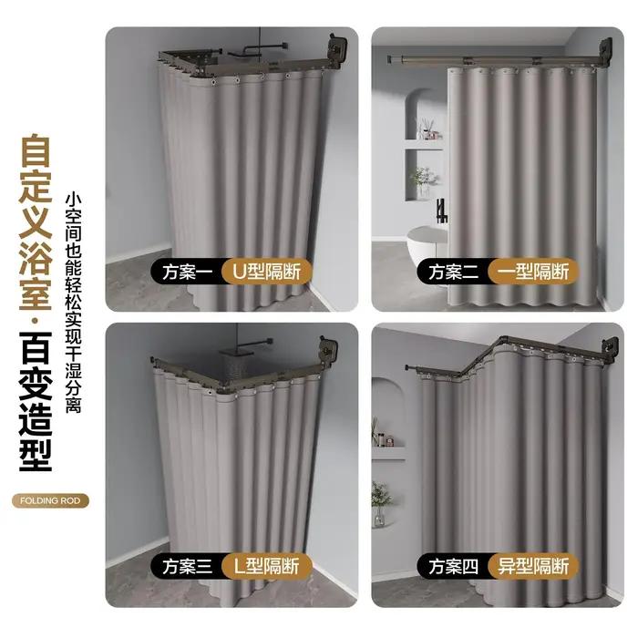 Tringle à rideau de douche à ventouse, poteaux de perçage pliables sans adhésif, antirouille, étanch