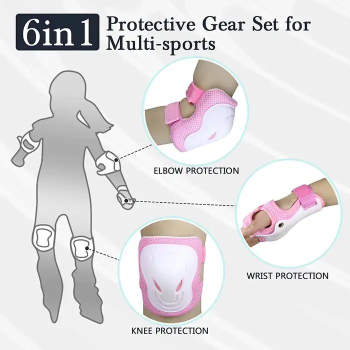 Ensemble d'équipement de protection 6 en 1 pour enfants/jeunes, genouillères pour enfants, coudières