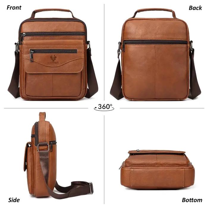 Sacs à bandoulière en cuir véritable pour hommes, décontracté, petit sac messager, multifonctionnel,