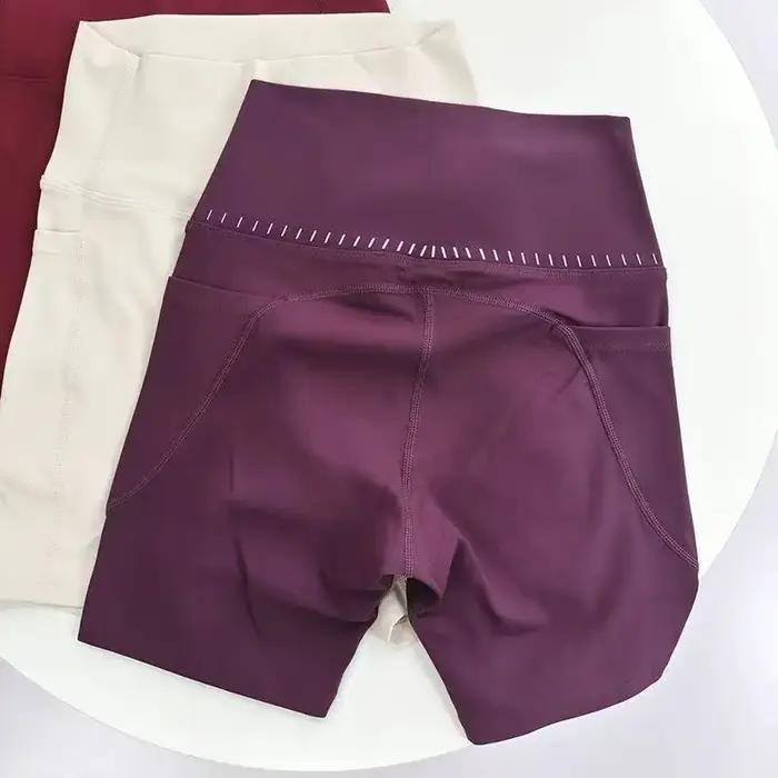 Short de Yoga taille haute pour femmes, avec poches latérales, longueur quater pour le cyclisme, le
