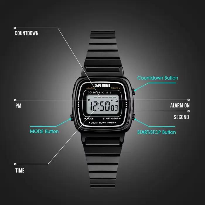 SKMEI 1901 luxe femmes montres petit cadran numérique Chrono calendrier Montre étanche dames Montre-