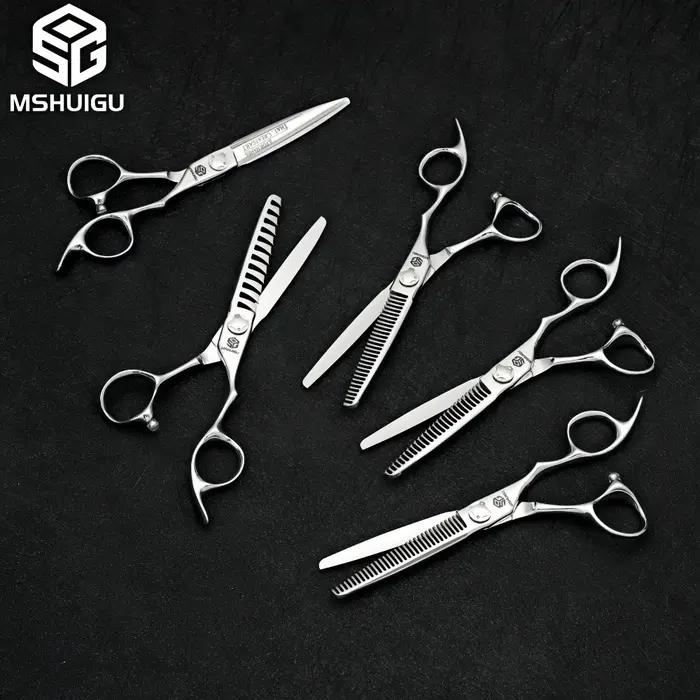 Ciseaux de barbier professionnels MSHUIGU, ciseaux à lame inversée multifonctionnels, acier VG10, 5,