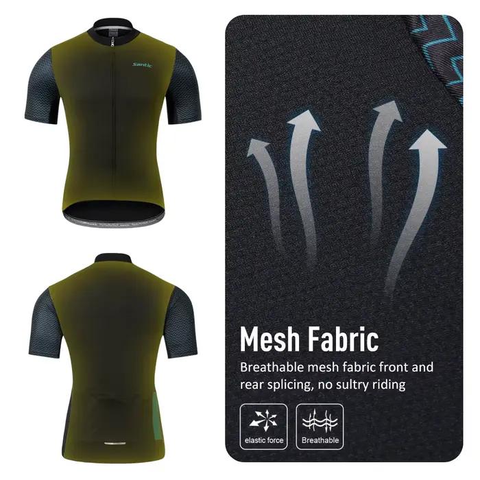 Santic-Maillot de Cyclisme à Manches Courtes pour Homme, Vêtement Confortable, VTT, Taille Asiatique