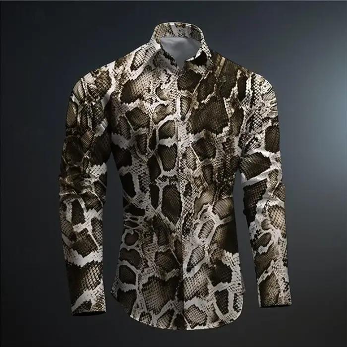 Chemise imprimée en peau de serpent pour hommes, nouveau modèle Animal imprimé en 3D, athloisir, rue