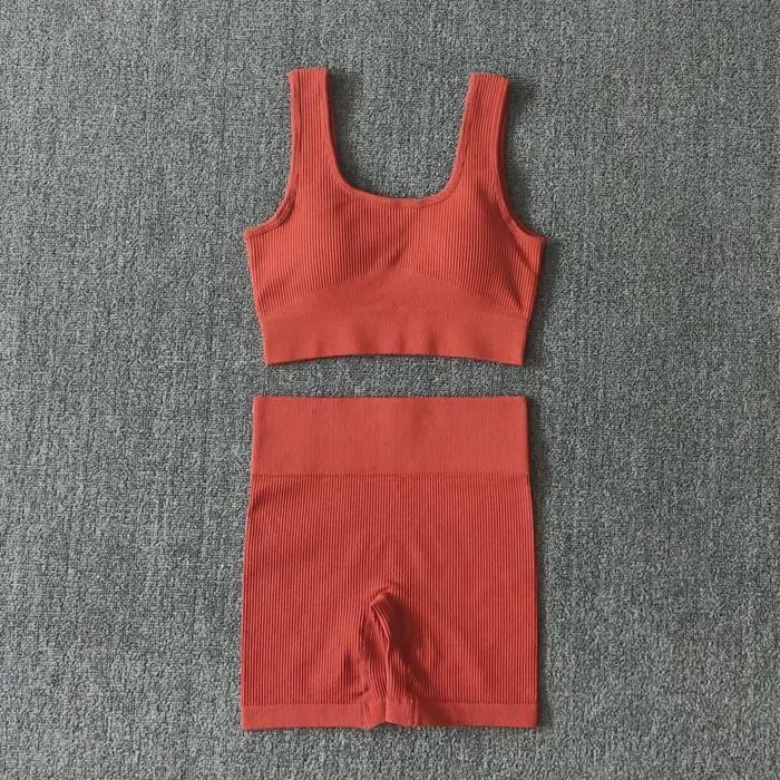 Ensemble yoga WAREBALL 2 pièces pour femmes - Soutien-gorge sans couture et shorts de sport sexy