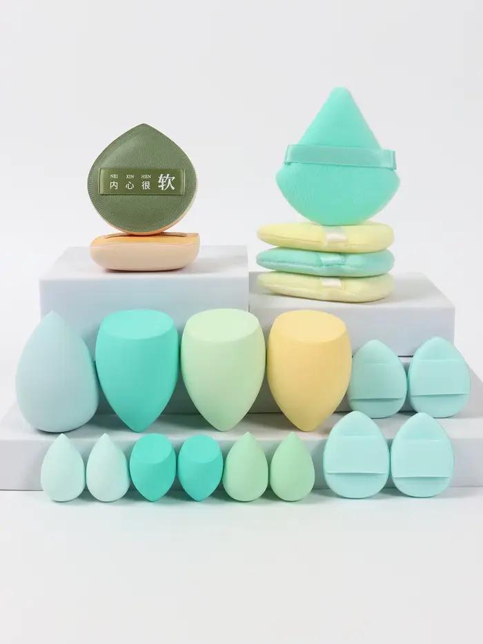 Ensemble d'éponges de maquillage et de bouffantes de maquillage roses, 20 pièces, adaptées à la crèm