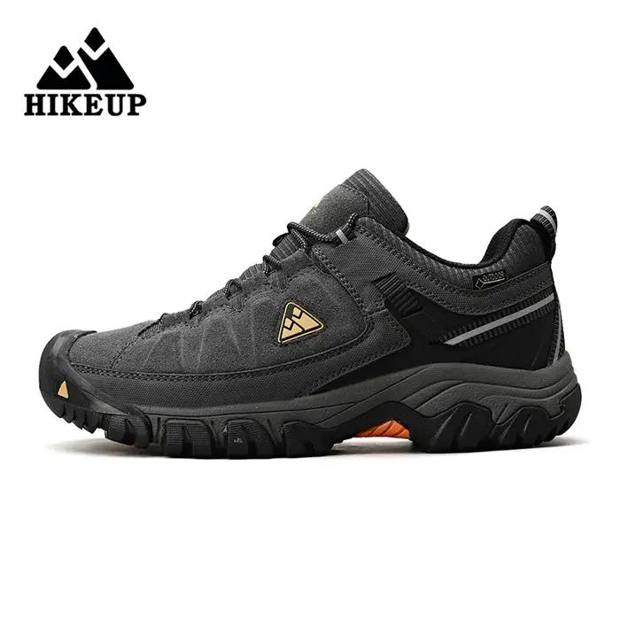 Chaussures de randonnée homme HIKEUP en cuir durable - Baskets marche plein air semelle caoutchouc