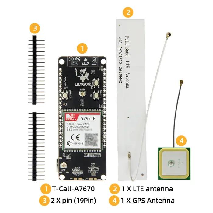 LILYGO® T-Call A7670 4G 2G ESP32 Carte de développement A7670E persévérance 101Réseau cellulaire ESP