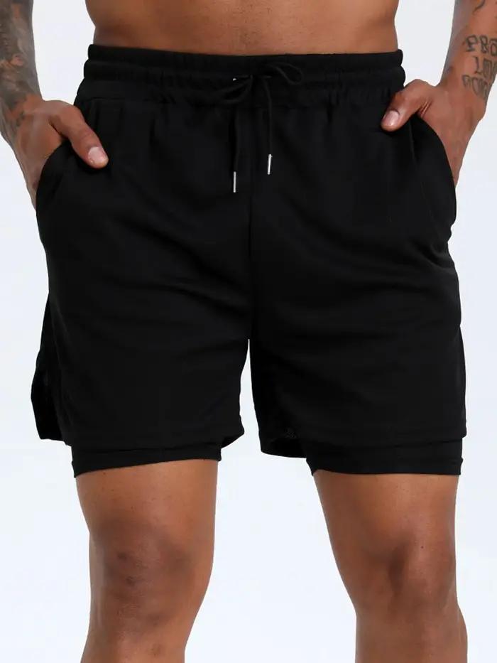 Short de course performant 2 en 1 pour hommes – Support de compression évacuant l'humidité avec poch