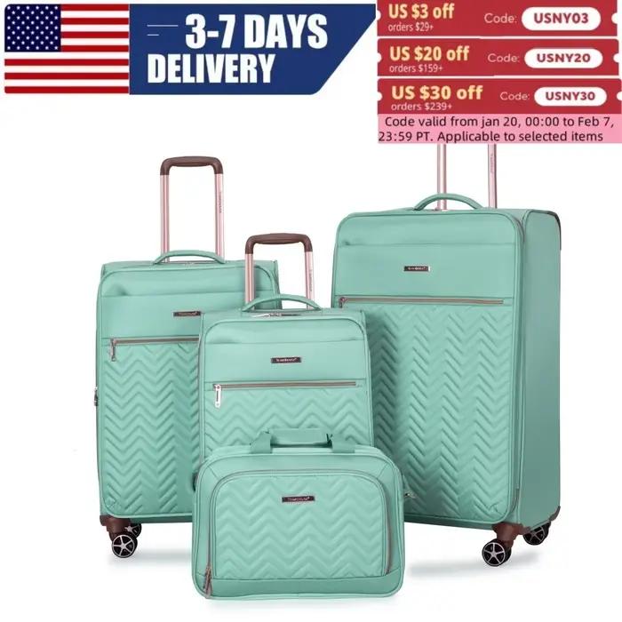 Travelhouse-Ensemble de bagages Softside, valise légère extensible, roues à double rotation, 4 pièce