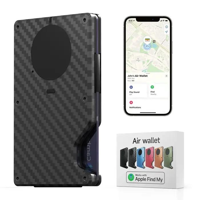 Le portefeuille intelligent fonctionne avec Apple Find My APP, portefeuille mince bloquant RFID, por