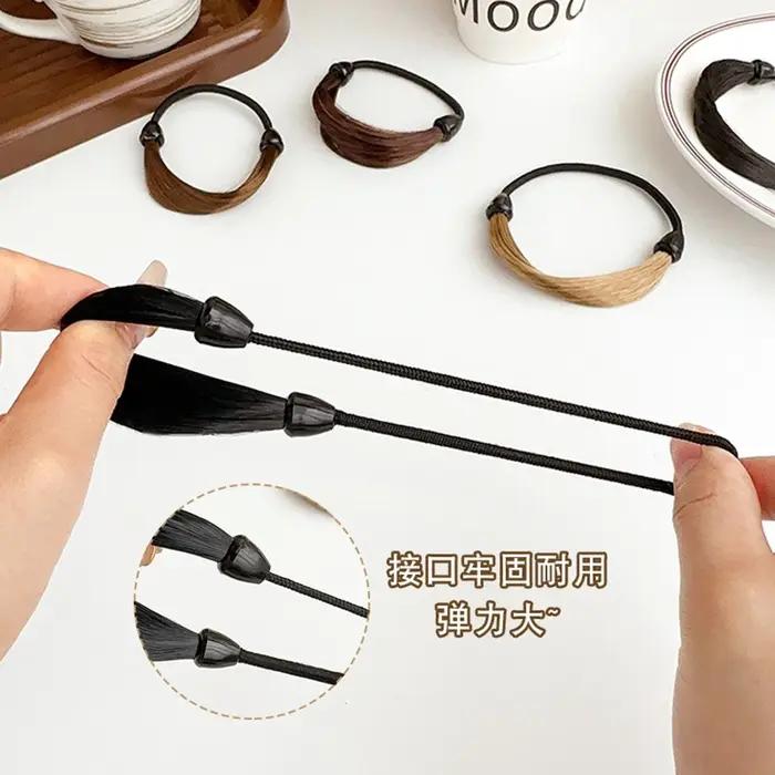 Élastique à cheveux tendance pour perruque queue de cheval droite invisible design ergonomique durable modernité coiffure sophistiquée