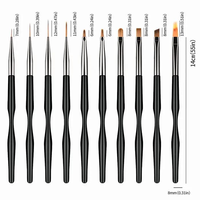 10 pièces/ensemble pinceaux pour Nail Art Liner Gel vernis lignes fleur peinture dessin stylo pour N