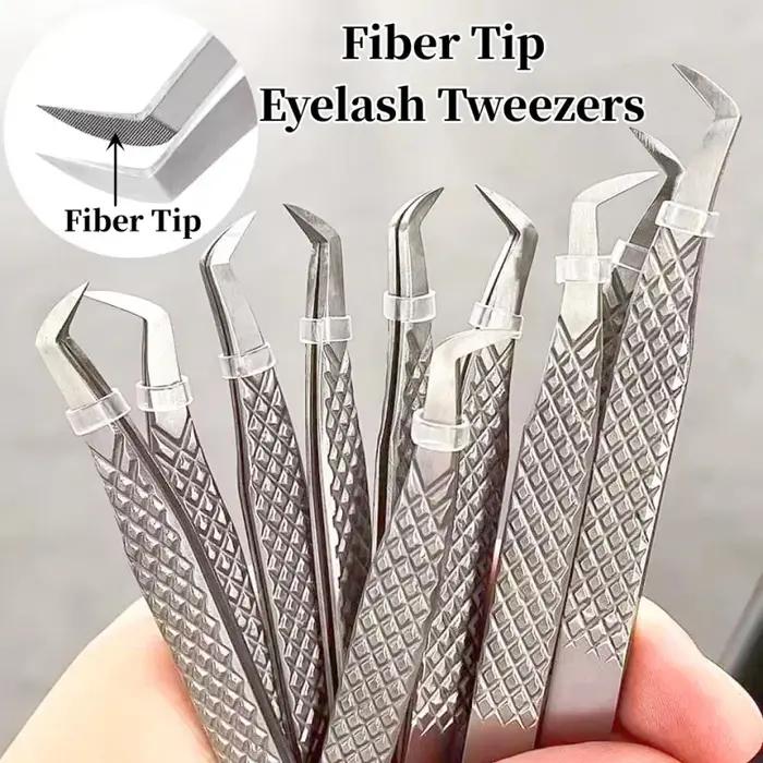 Pince à faux-cils à pointe en Fiber nanométrique, pour Extension de cils, méga Volume, pointe fermée