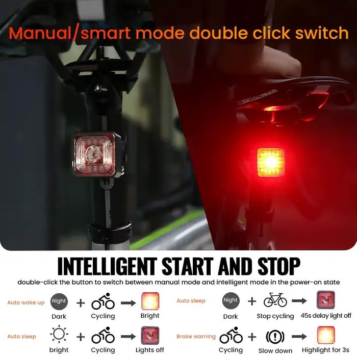 Enquêter arrière de détection de freinage intelligent pour vélo, ensembles avant et arrière, étanche