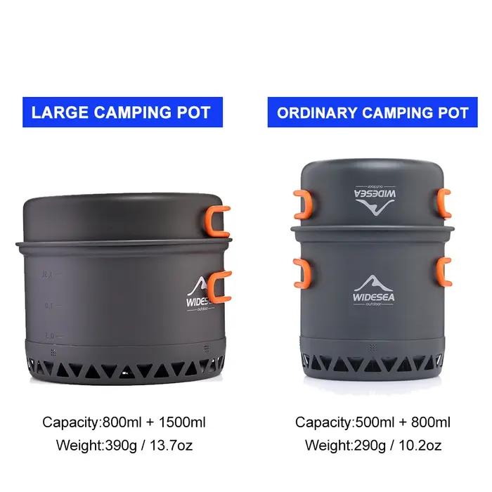 Ensemble casseroles camping Widesea 2,3L - Ustensiles cuisine plein air léger et compact pour randonnée