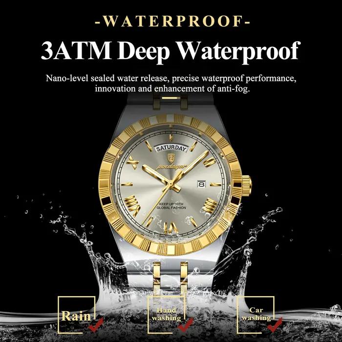 POEDAGAR mode affaires montre pour hommes lumineux étanche semaine Date luxe homme montre-bracelet e