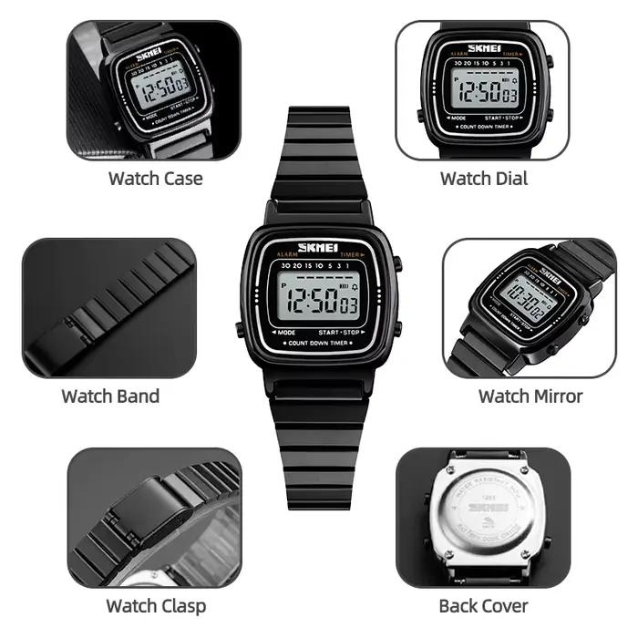 Skmei femmes Bracelet robe montres marque de luxe Bracelet en acier inoxydable mode étanche numériqu