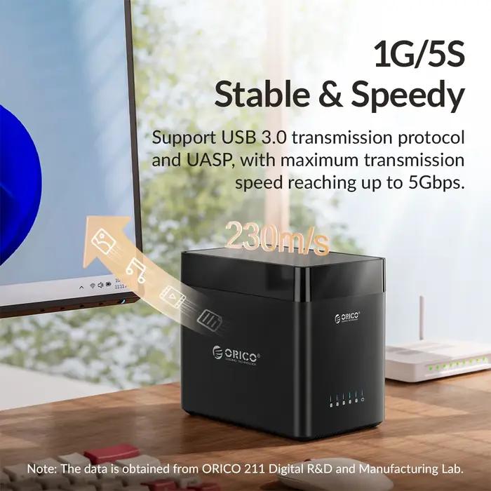 ORICO-Boîtier de disque dur SATA magnétique vers USB 3.0/Type-C, série DS, 5 baies, 3.5 pouces, pour