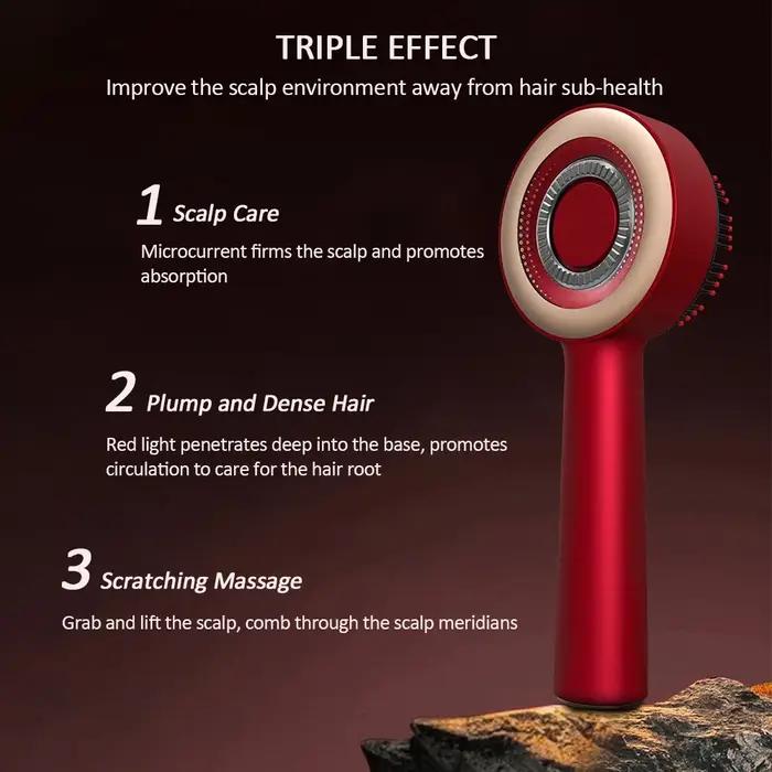 Peigne de Massage électrique à vibrations, thérapie à la lumière rouge, brosse de Massage pour la cr