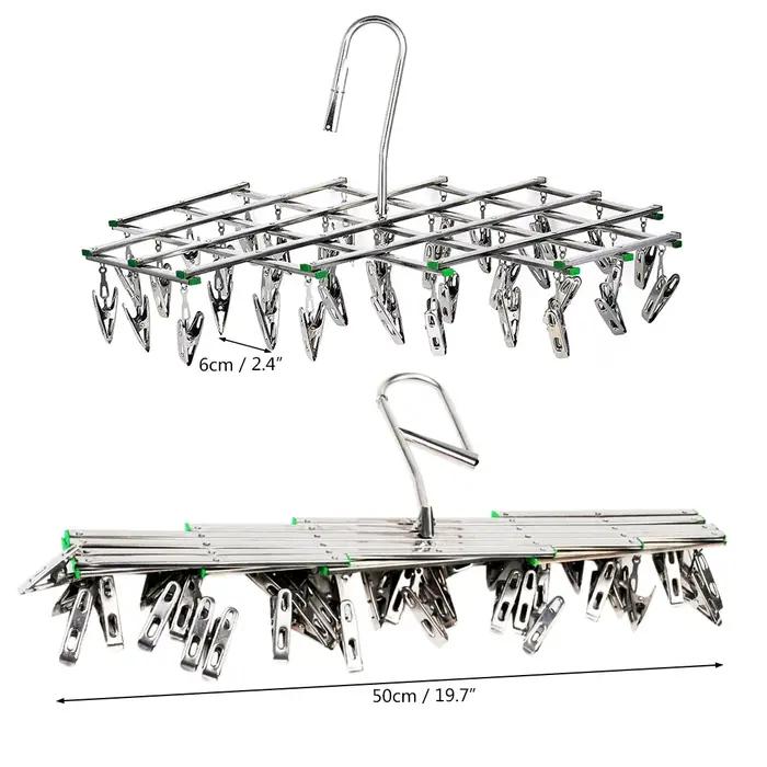 Support de séchage pliant avec 35/20 Clips, en acier inoxydable, coupe-vent, pour sous-vêtements, ch