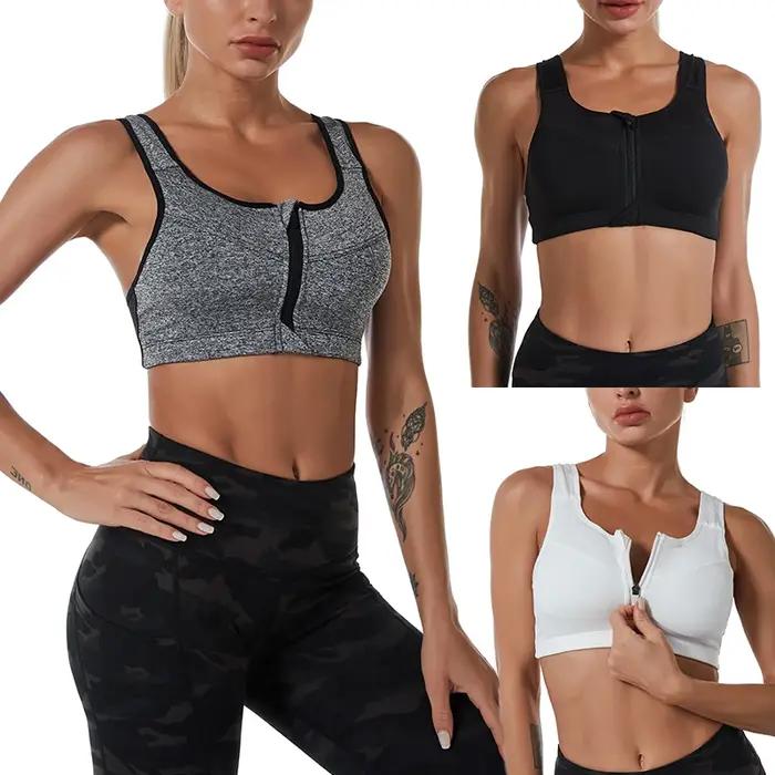 Soutien-gorge sport grande taille femme - Brassière fitness 3XL à 5XL fermeture avant pour yoga gym