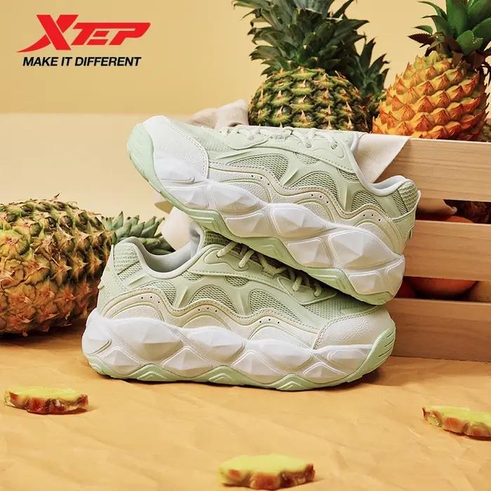 Xtep – baskets décontractées à plateforme en cuir et maille ananas pour femmes, chaussures de sport