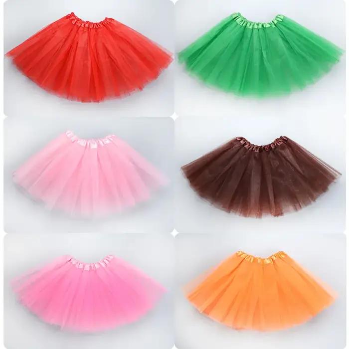 Fille élastique Ballet Dancewear Tutus Mini jupe pour fête d'anniversaire danse 3 couches Tulle Tutu