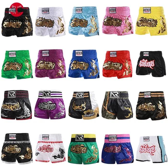 Short Muay Thai 2025 short de boxe thaïlandais femmes hommes enfant broderie Kickboxing pantalon d'e