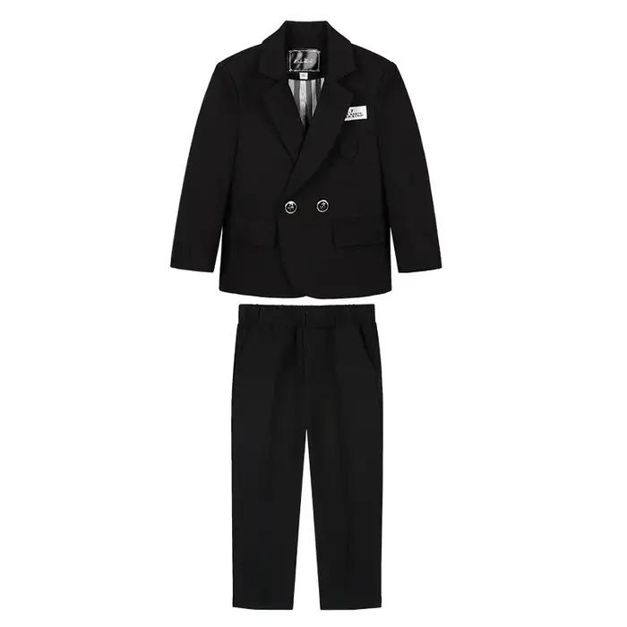 Costume de Spectacle de Piano Noir pour Garçon Adolescent, Tenue de Cérémonie de Remise de Diplôme,