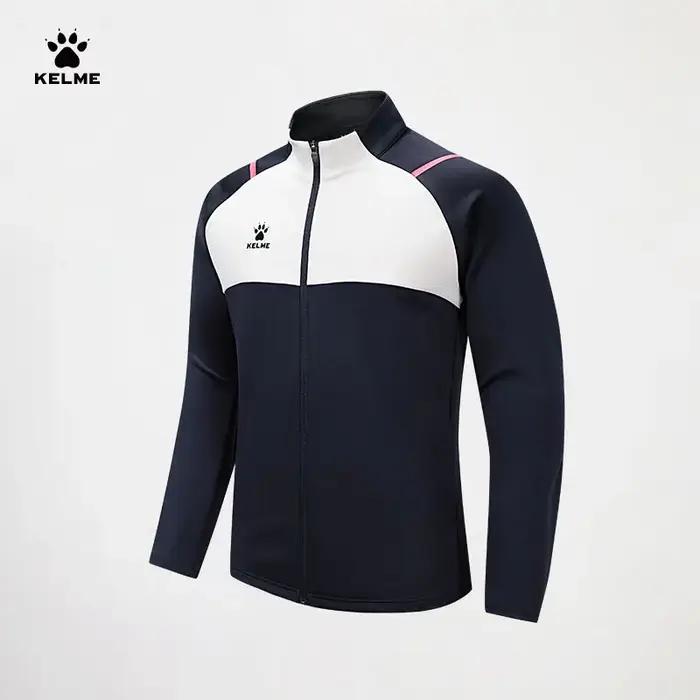 Kelme-Veste d'entraînement de football pour homme, cardigan imprimé à col montant, manteau de sport