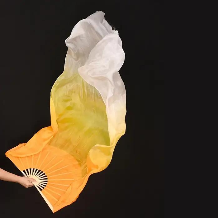 Éventail de danse du ventre en soie dégradée de 180cm, teint à la main, fluide, Extra Long, pour fem