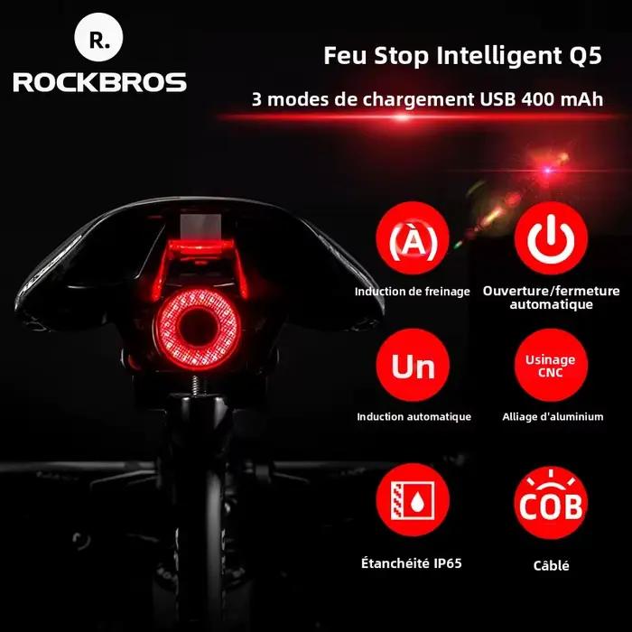 Lampe Arrière Intelligente Pour Vélo Avec Détection Automatique De Freinage Étanche IPX6 Recharge USB Sécurité Cyclisme