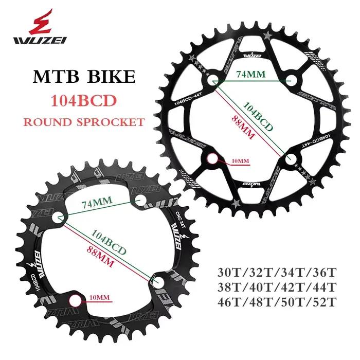 WUZEI 104BCD – chaîne ronde 30T 32T 34T 36T 38T 40T 42T 44T 46T 48T 50T 52T, roue à chaîne étroite e