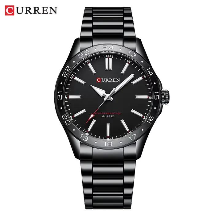 CURREN 8452 hommes montre à Quartz Simple mode loisirs affaires horloge noir argenté bracelet en aci