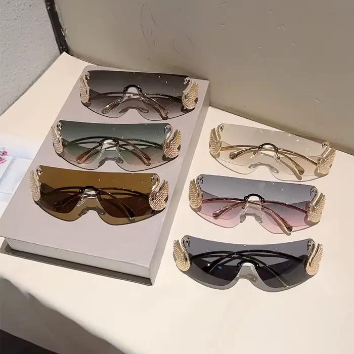 KAMMPT sans monture Y2k lunettes de soleil femmes mode monobloc dégradé nuances 2025 nouveau à la mo