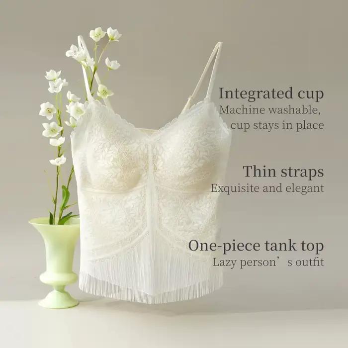 SUJIIN Sexy dentelle Camisole débardeurs femmes 2025 été sans manches beau dos haut dame Simple t-sh
