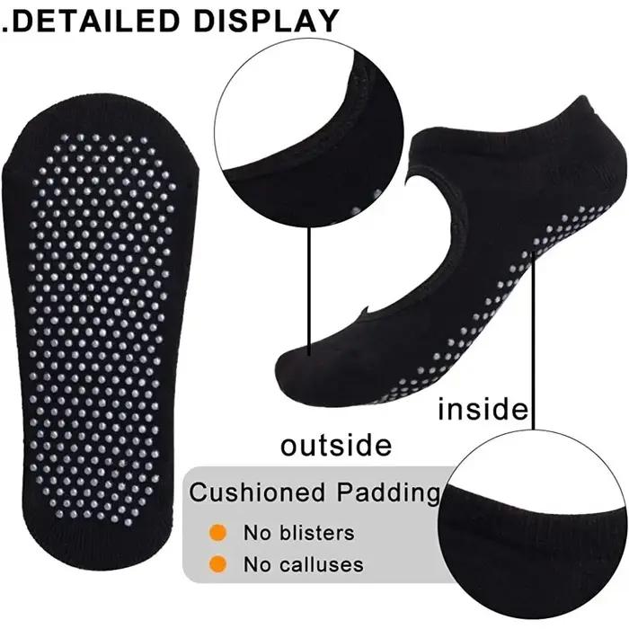 Chaussettes yoga dos nu antidérapantes - Coton femmes sport pilates danse