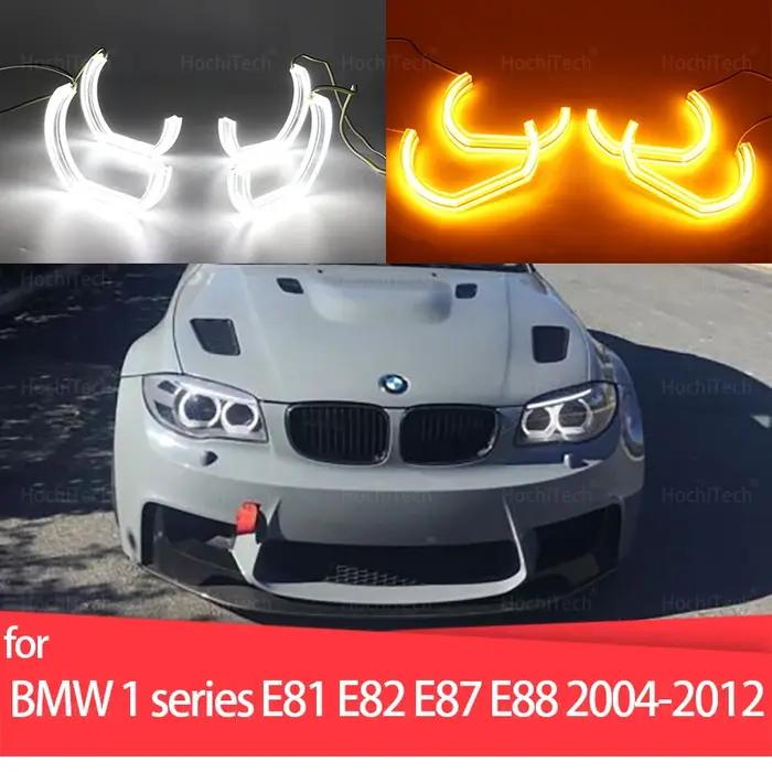 LED cristal yeux d'ange coupe Style DRL DTM U forme lumière 6000K blanc jaune pour BMW série 1 E82 E