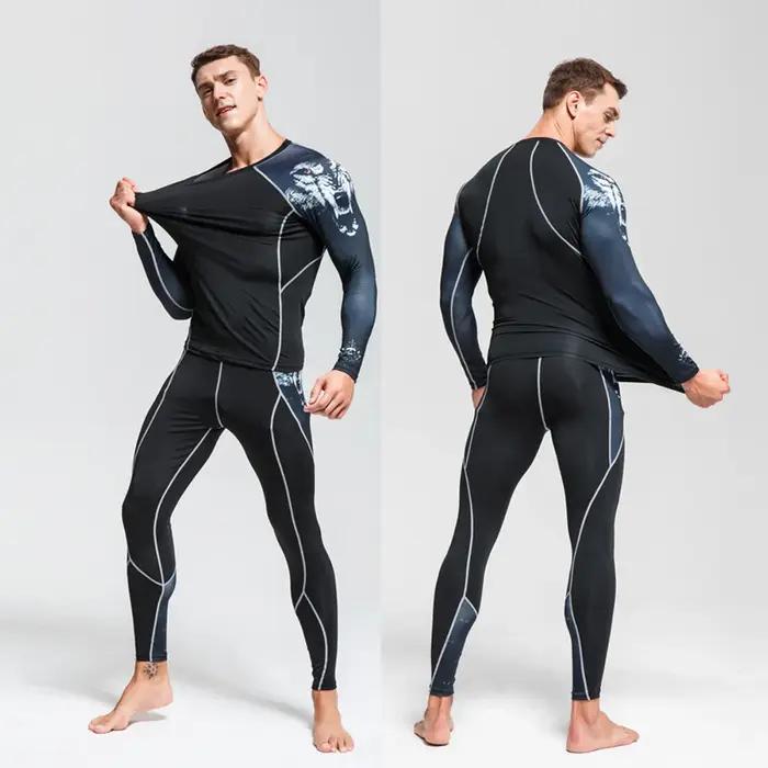 Ensemble de sous-vêtements thermiques de ski pour hommes, 4 saisons, pour moto, ski, couches de base chaudes, vêtements de sport, ensemble chemise longue et hauts ajustés
