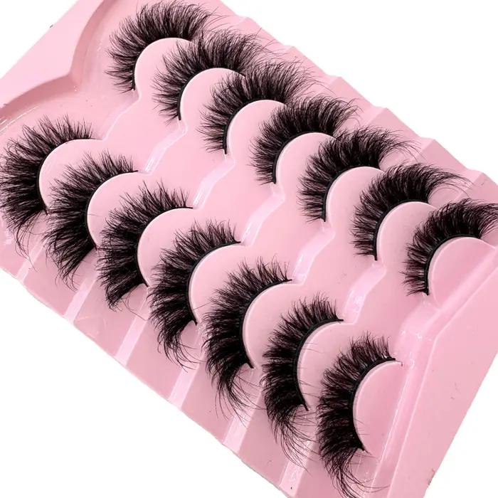 HBZGTLAD 7 paires Faux cils en vison moelleux aspect naturel Faux cils Volume vaporeux renard/Oeil d