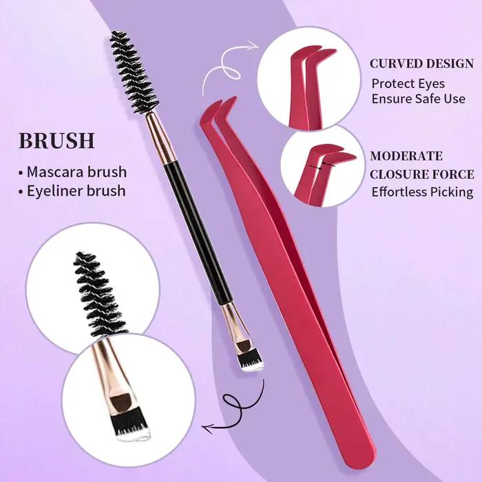 ISEEN Kit d'extension de cils 560 pièces grappes de cils 30D + 40D 9-16mm cils individuels avec pinc