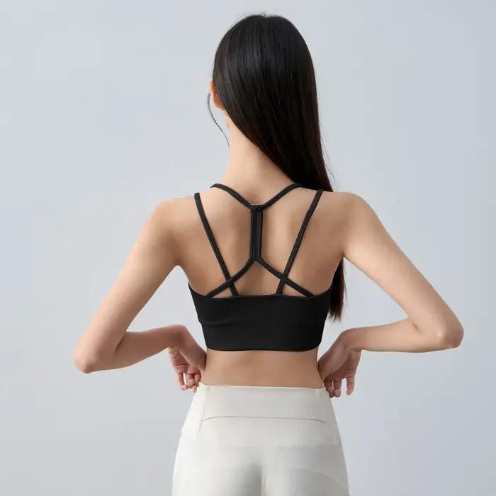 Soutien-gorge de sport sans couture respirant pour femme, brassière de fitness push-up antichoc, con