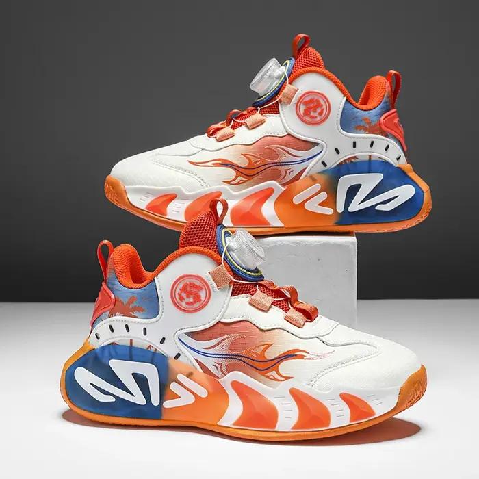 Chaussures de basket-ball pour enfants, chaussures de sport de plein air légères en cuir à amorti re