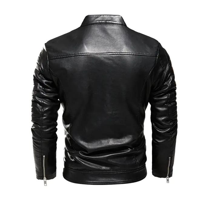 Vestes en cuir pour hommes automne décontracté moto veste en polyuréthane Biker manteaux en cuir mar