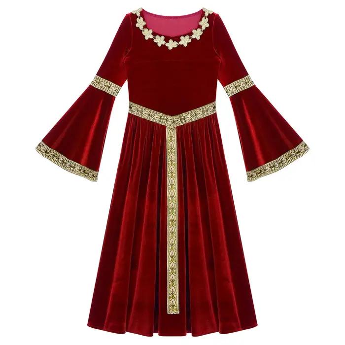 Costumes pour enfants 2026, robe de princesse médiévale Renaissance pour filles, robe de fête en vel