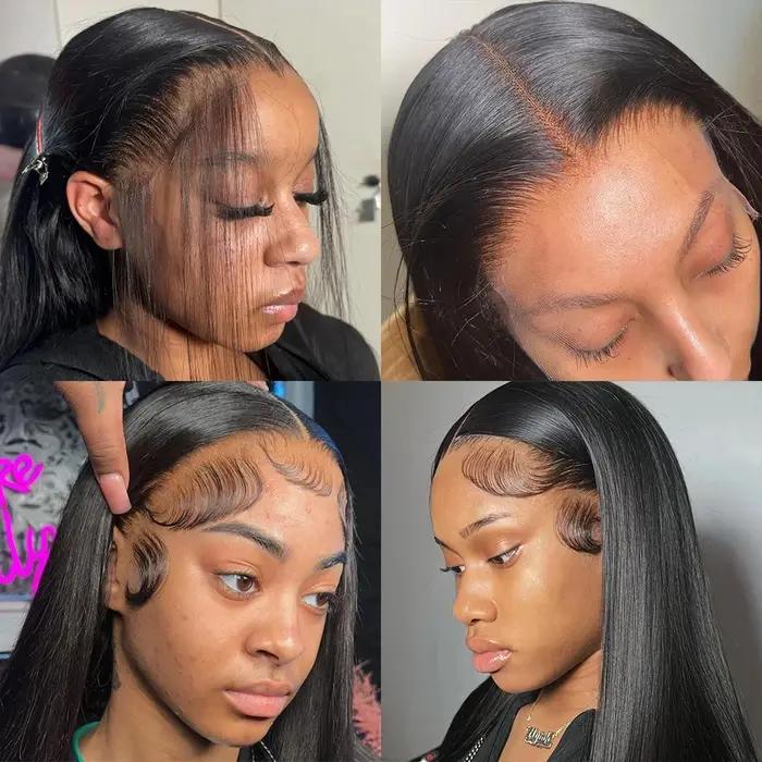 Wear and Go Straight Lace Front Human Hair Wigs, HD, 5x5, 13x6, 30 ", 40", 200% Transparent, Frmetal