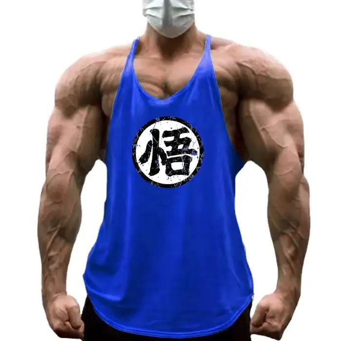 Gym Fitness musculation bretelles T-Shirt hommes mode impression Sport sans manches gilets été coton